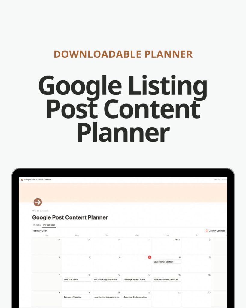 Google Listing Post Content Planner